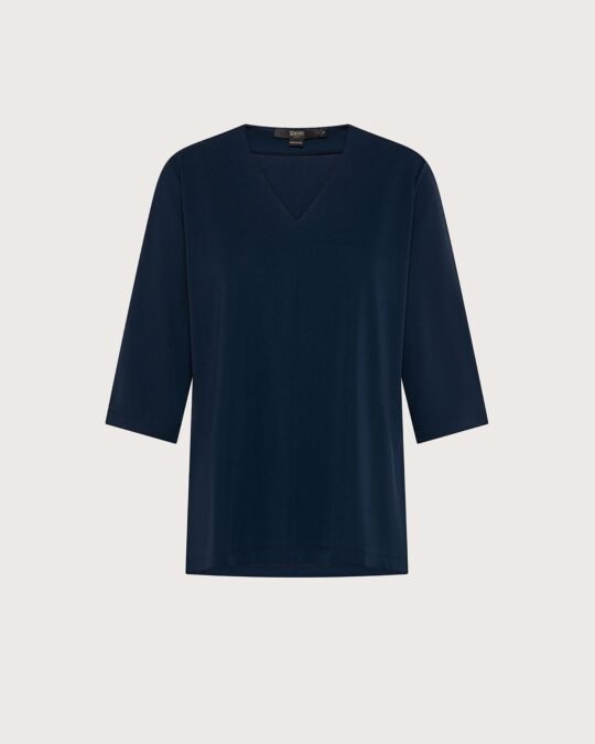 Maglia pesante donna Seventy scollo v jersey crepe pesante str. colore blu taglia s