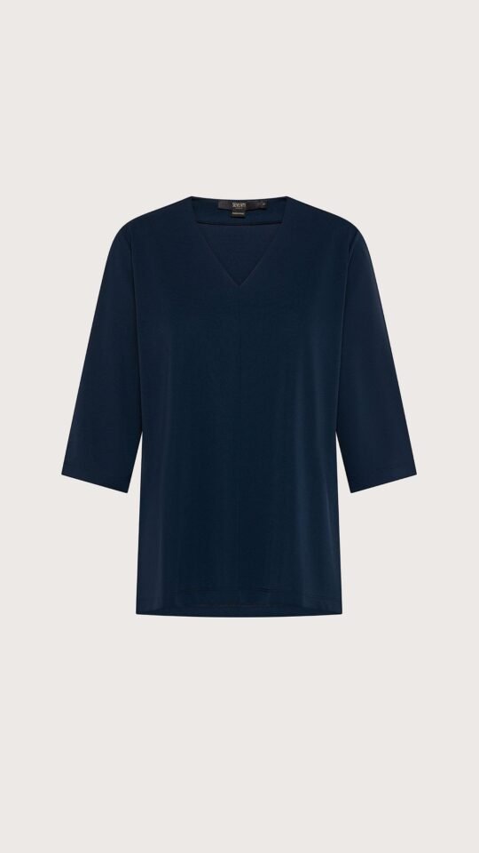 Maglia pesante donna Seventy scollo v jersey crepe pesante str. colore blu taglia s