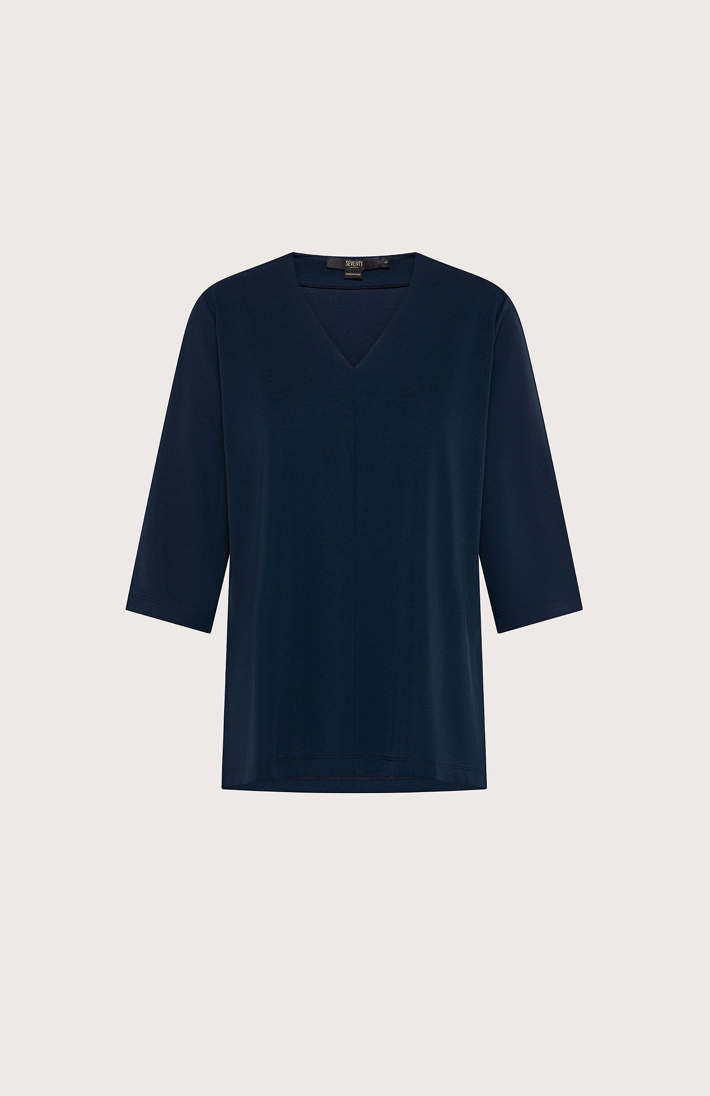 Maglia pesante donna Seventy scollo v jersey crepe pesante str. colore blu taglia s