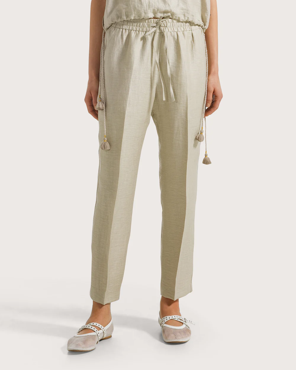 Pantalone donna misto lino spiegazzato