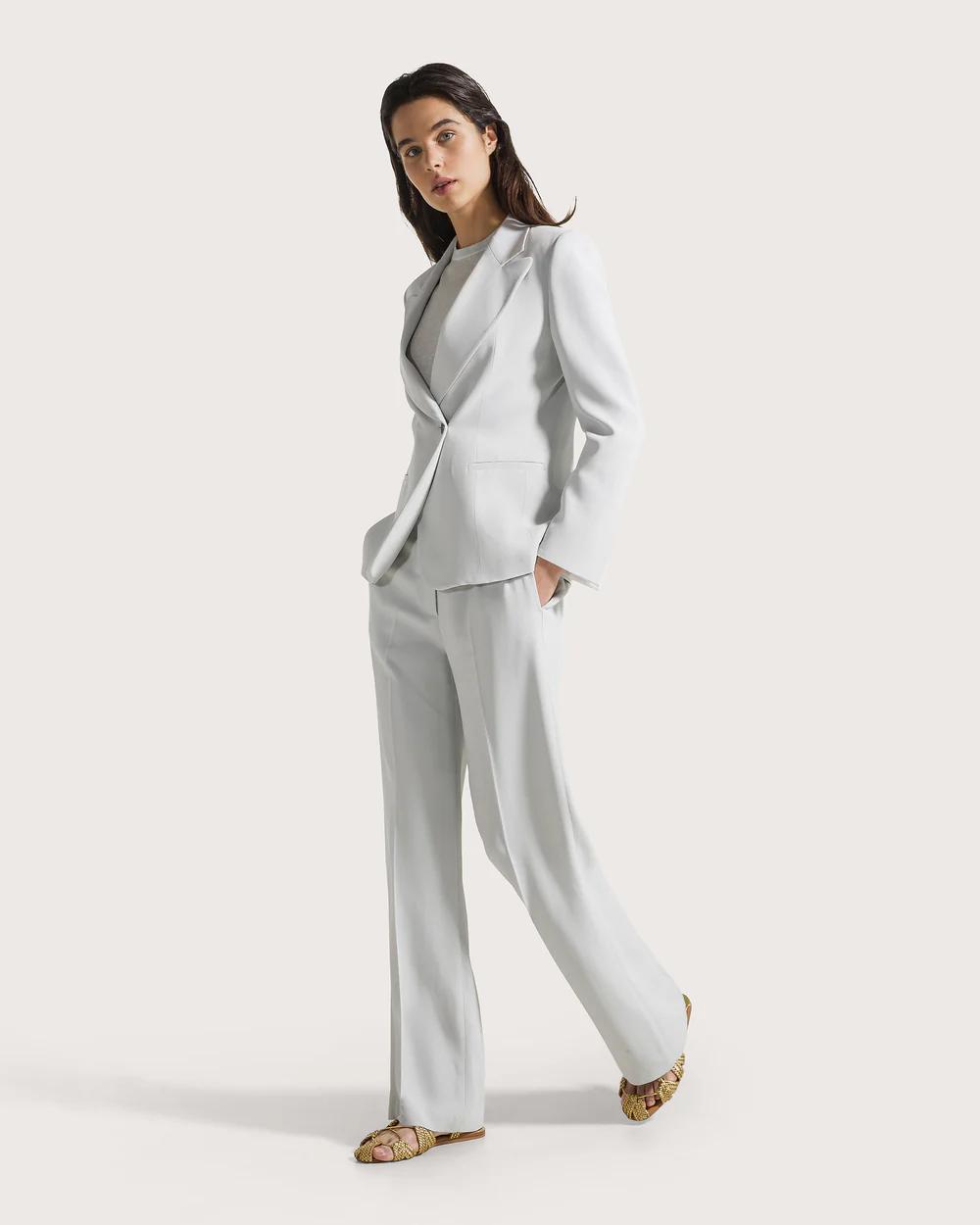 Pantalone cady crepe viscosa unito stretch