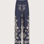 Pantalone stampa ornamentale su viscosa retro