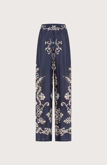 Pantalone stampa ornamentale su viscosa retro
