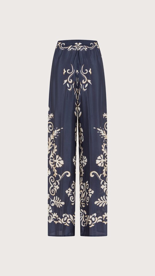 Pantalone stampa ornamentale su viscosa retro