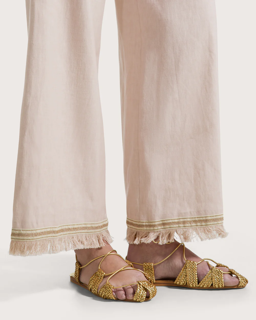 Pantalone lino cotone stretch effetto vintage