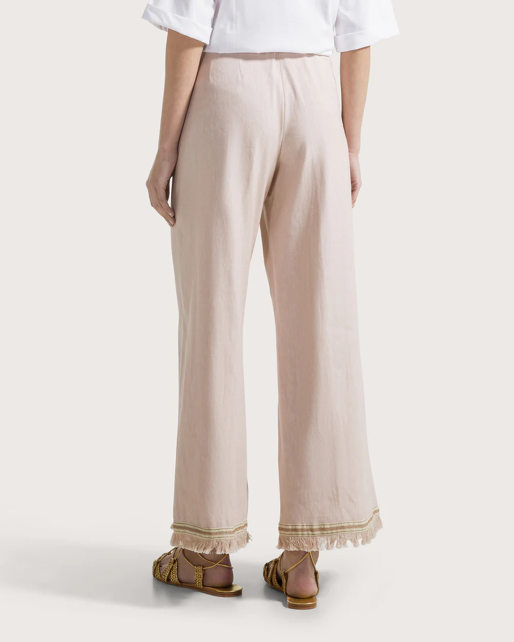 Pantalone lino cotone stretch effetto vintage
