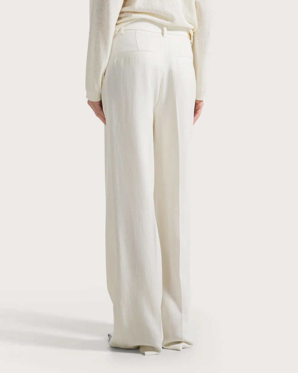 Pantalone in cotone e viscosa crepe dis. microresca tridimensionale