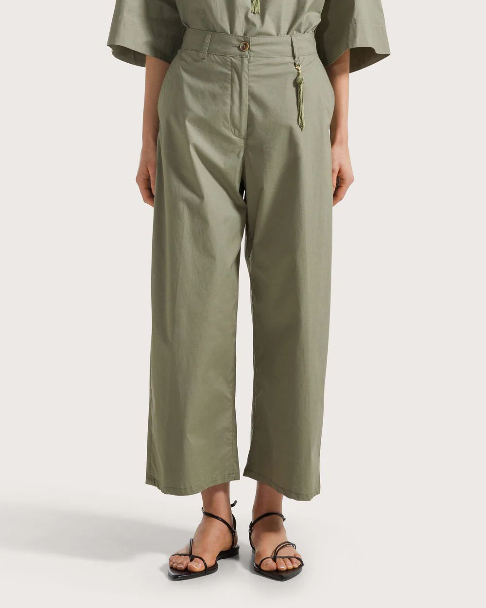 Pantalone popeline stretch unito