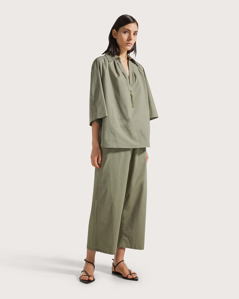 Pantalone popeline stretch unito