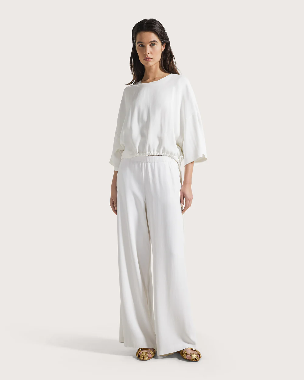 Pantalone cady crepe viscosa unito stretch