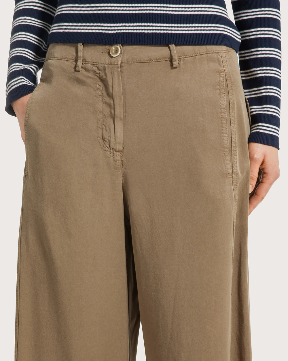 Pantalone donna tela tencel tinto capo