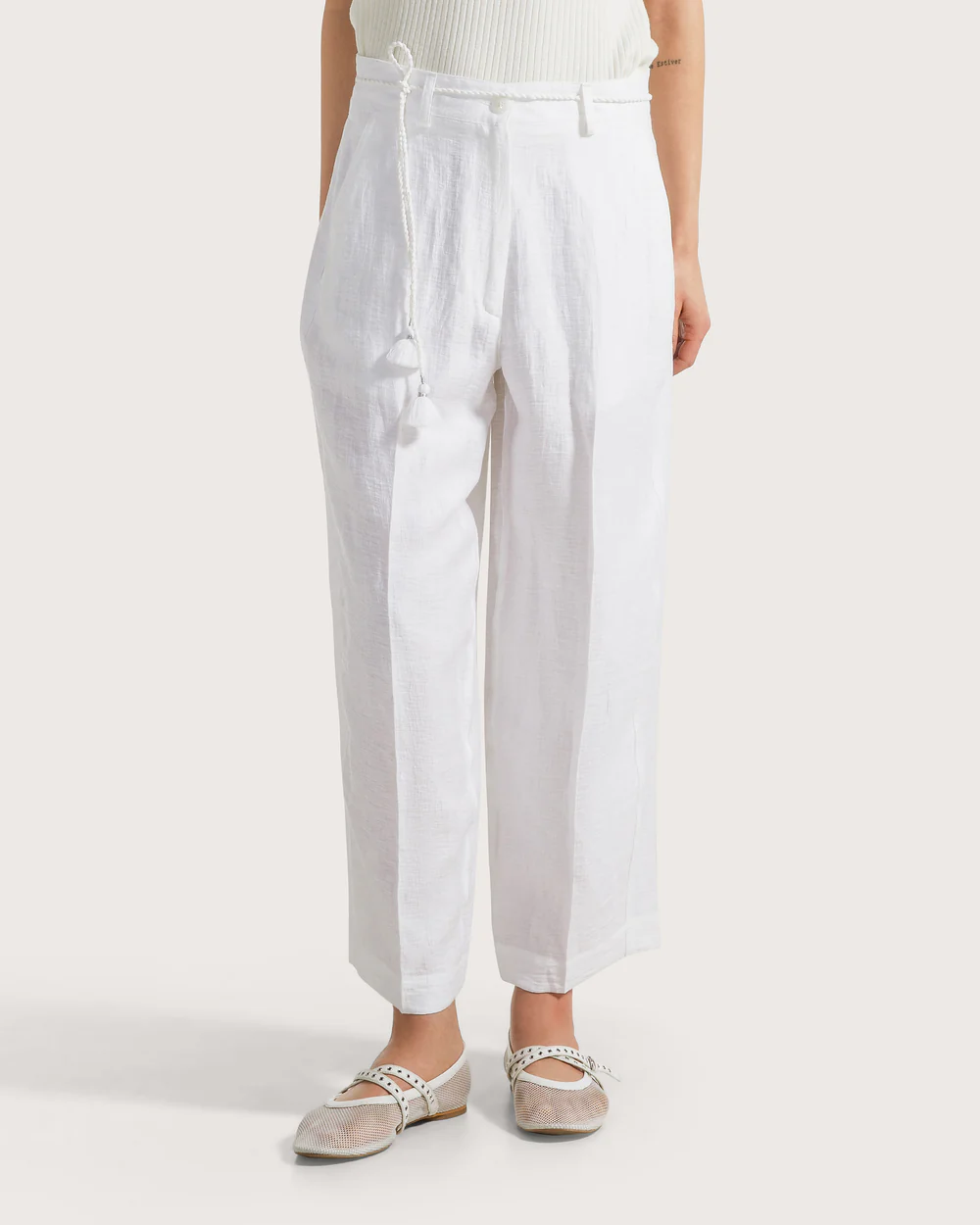 Pantalone donna misto lino spiegazzato