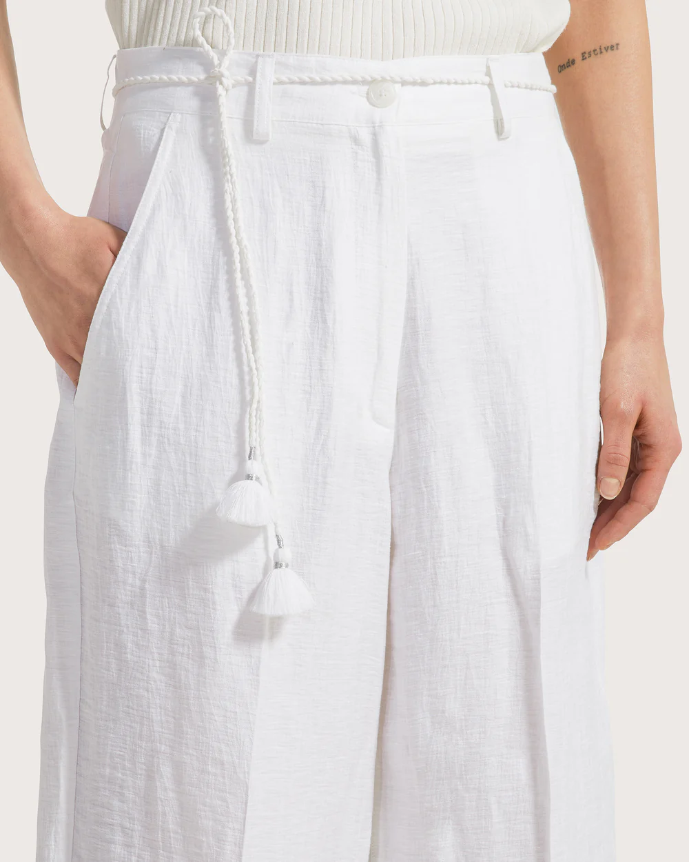 Pantalone donna misto lino spiegazzato