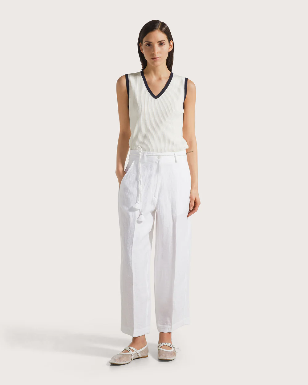 Pantalone donna misto lino spiegazzato