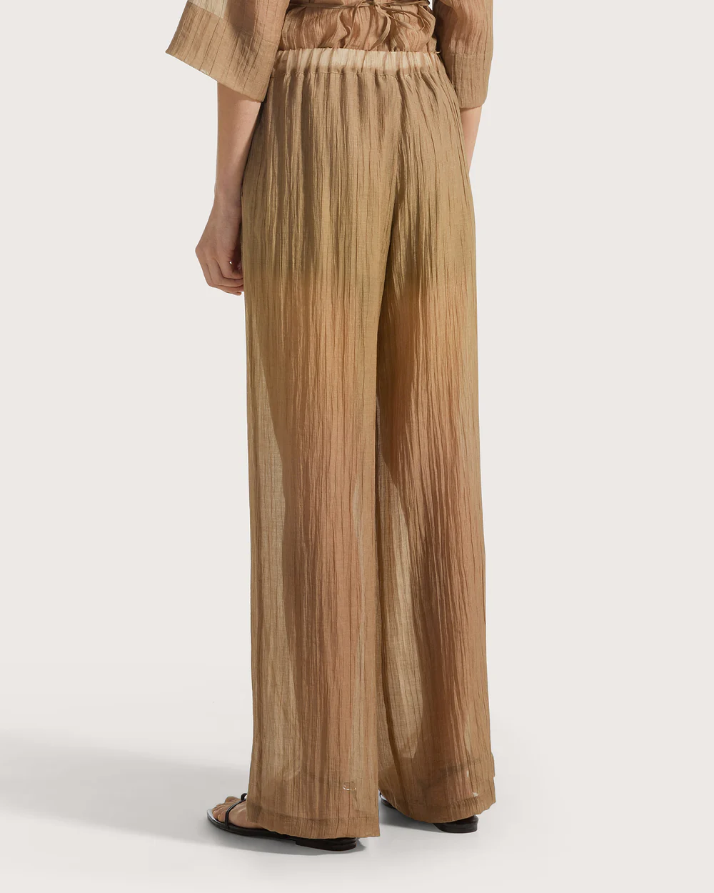 Pantalone voile unito fiammato stropicciato permanente