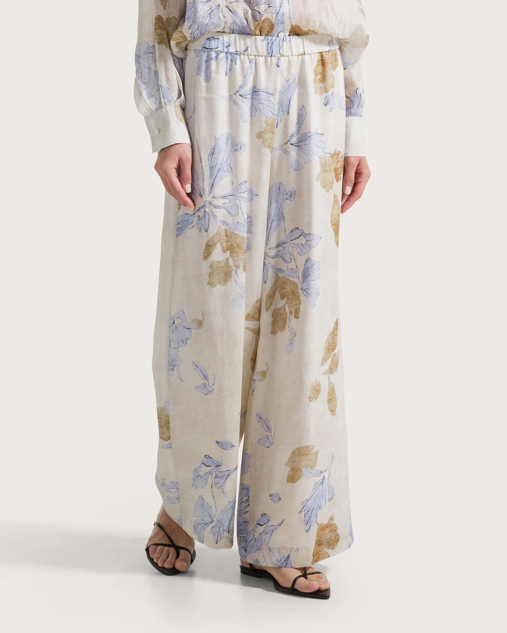 Pantalone voile ramie'st. fiore ecoprint