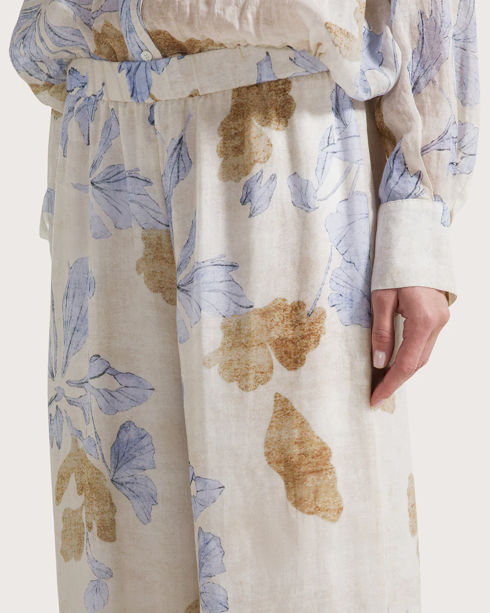 Pantalone voile ramie'st. fiore ecoprint