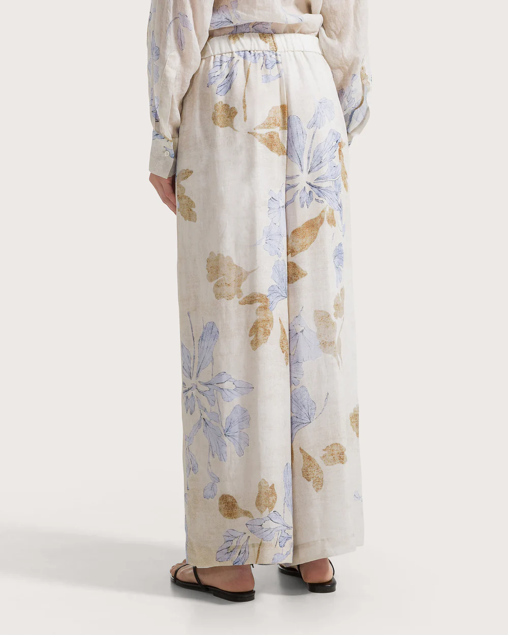 Pantalone voile ramie'st. fiore ecoprint