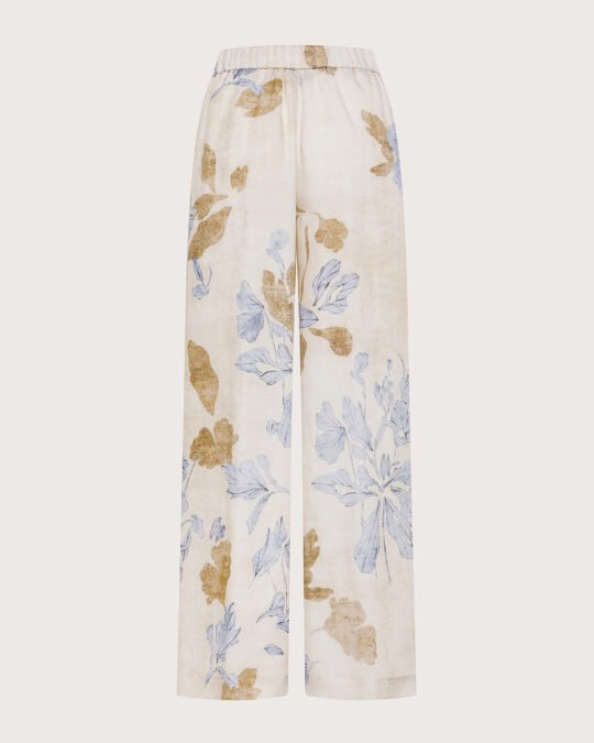 Pantalone voile ramie’st. fiore ecoprint retro