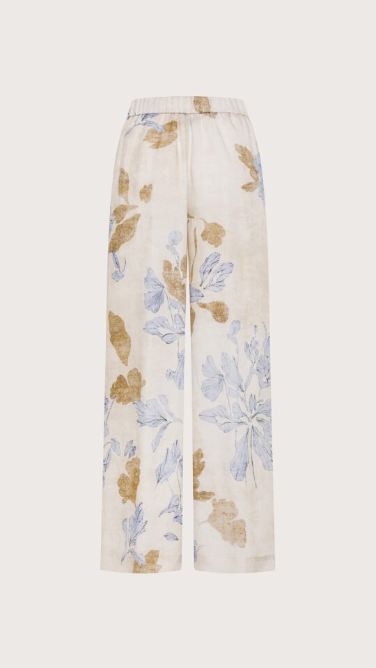 Pantalone voile ramie’st. fiore ecoprint retro