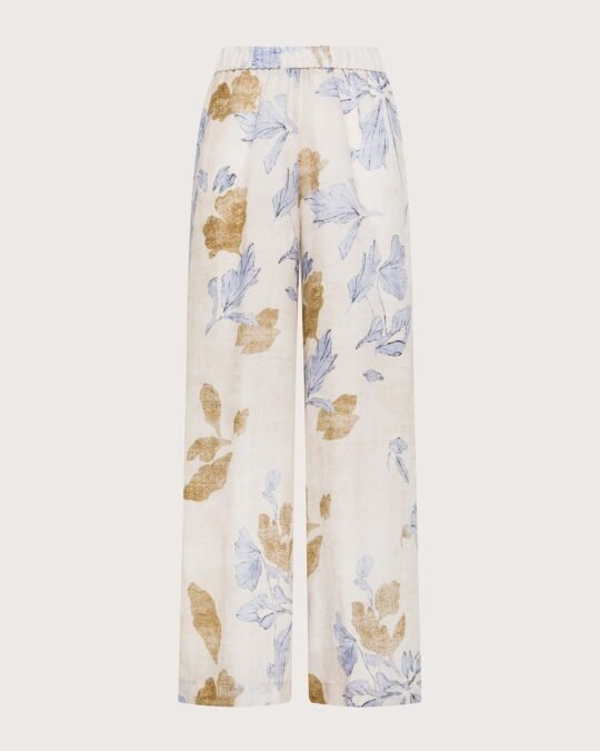 pantalone donna beige Seventy voile ramie'st.fiore ecoprint