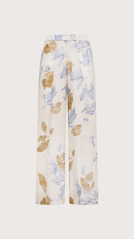 pantalone donna beige Seventy voile ramie'st.fiore ecoprint