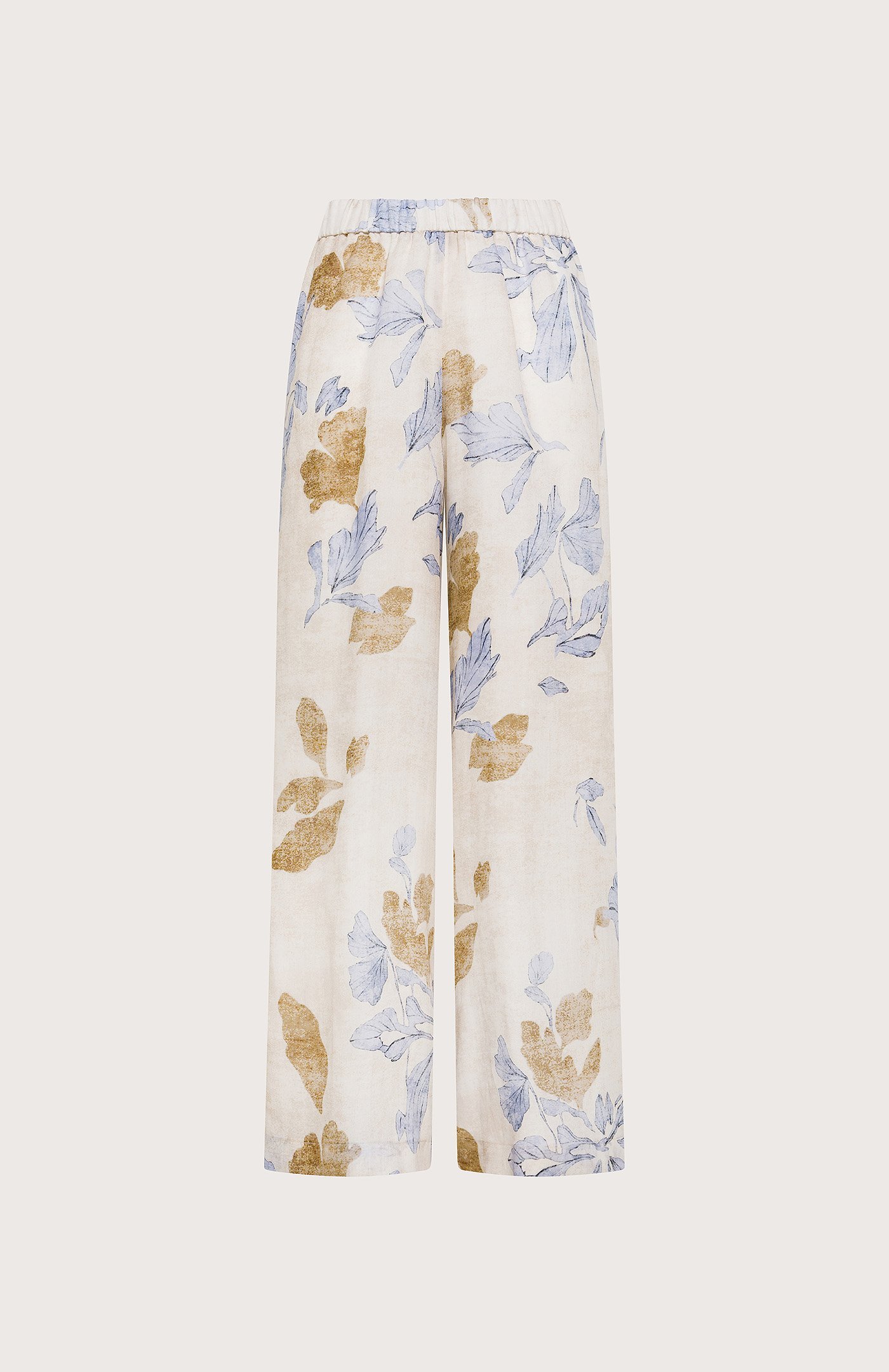 pantalone donna beige Seventy voile ramie'st.fiore ecoprint