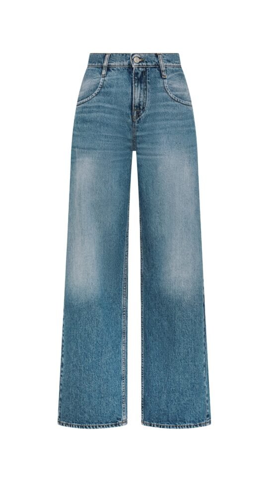 Pantalone donna blu vintage Cycle aida low super fitted low waist volume leg mid tone natural