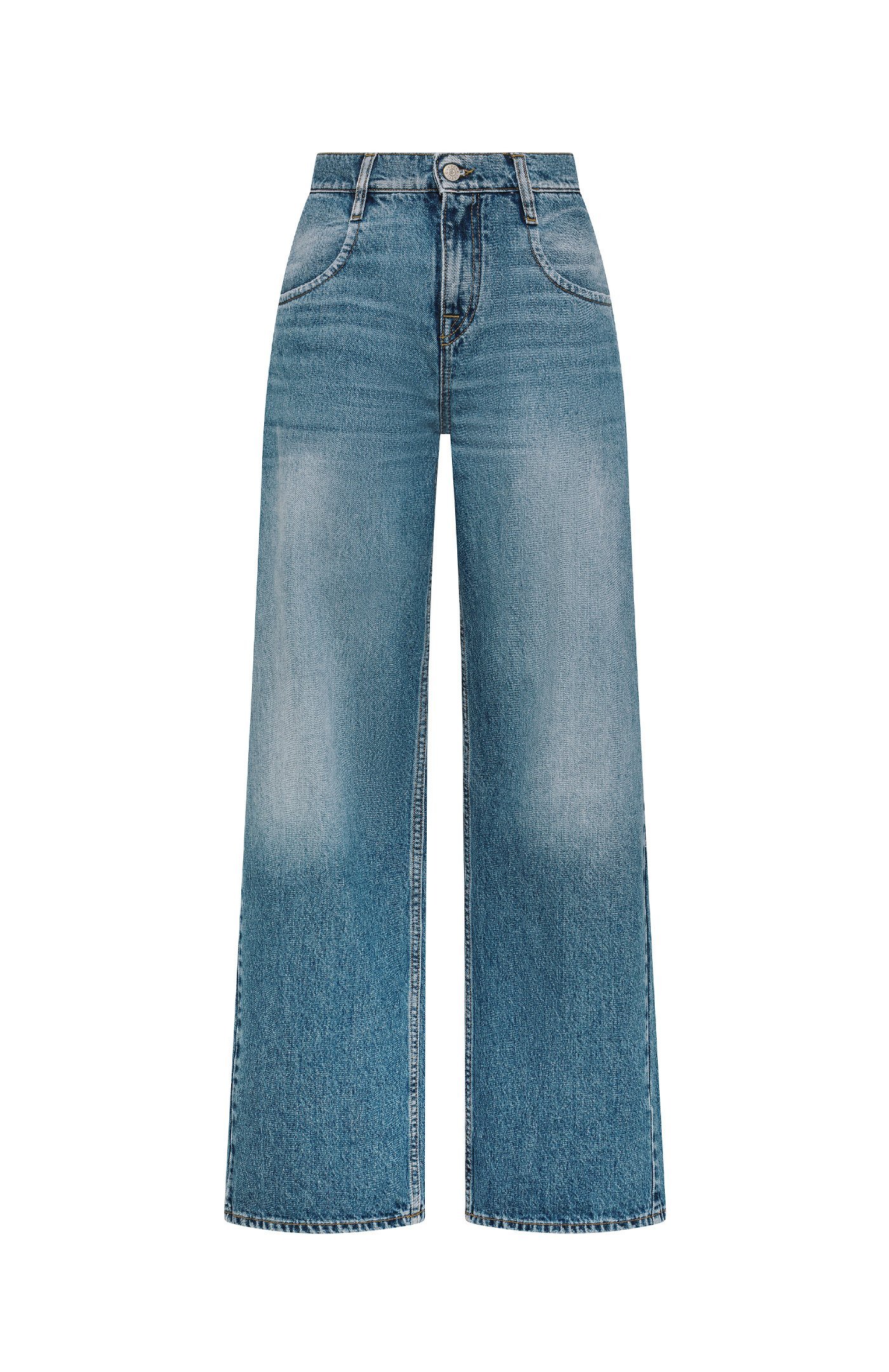 Pantalone donna blu vintage Cycle aida low super fitted low waist volume leg mid tone natural