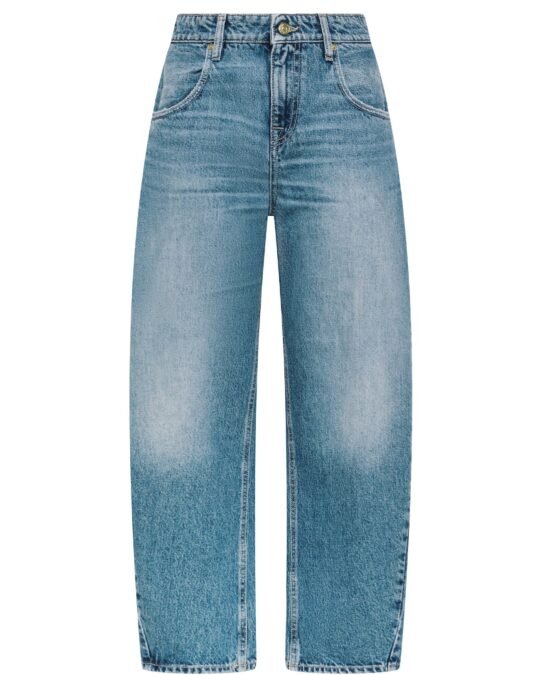 Pantalone donna blu Cycle aida crop super fitted low waist cropped curve leg mid tone natural vintage