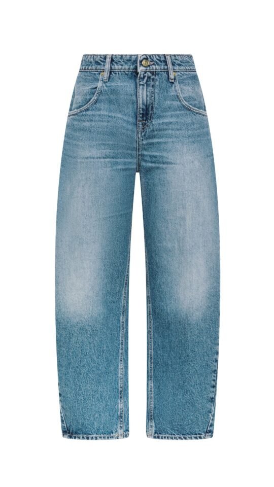 Pantalone donna blu Cycle aida crop super fitted low waist cropped curve leg mid tone natural vintage