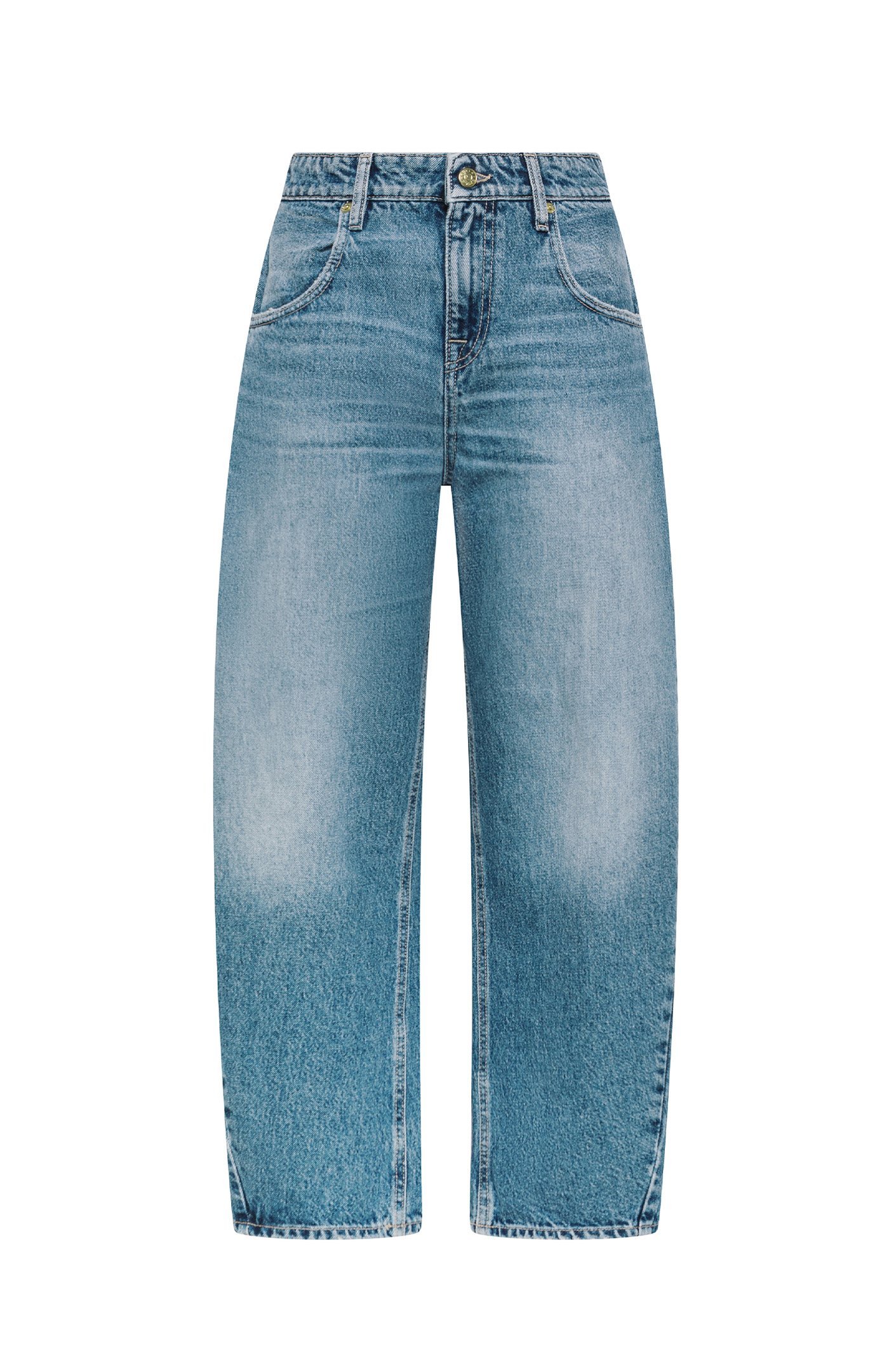 Pantalone donna blu Cycle aida crop super fitted low waist cropped curve leg mid tone natural vintage