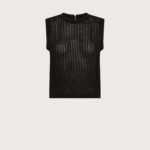 T-shirt donna nero Seventy girocollo smanicato rigato fin.3