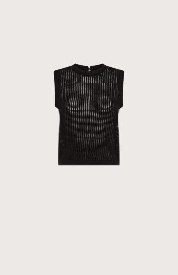 T-shirt donna nero Seventy girocollo smanicato rigato fin.3