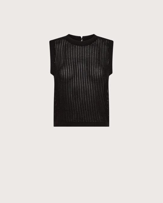 T-shirt donna nero Seventy girocollo smanicato rigato fin.3
