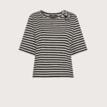 barchetta con fiore jersey cotone riga pari colore nero taglia s T-shirt Donna riga Seventy