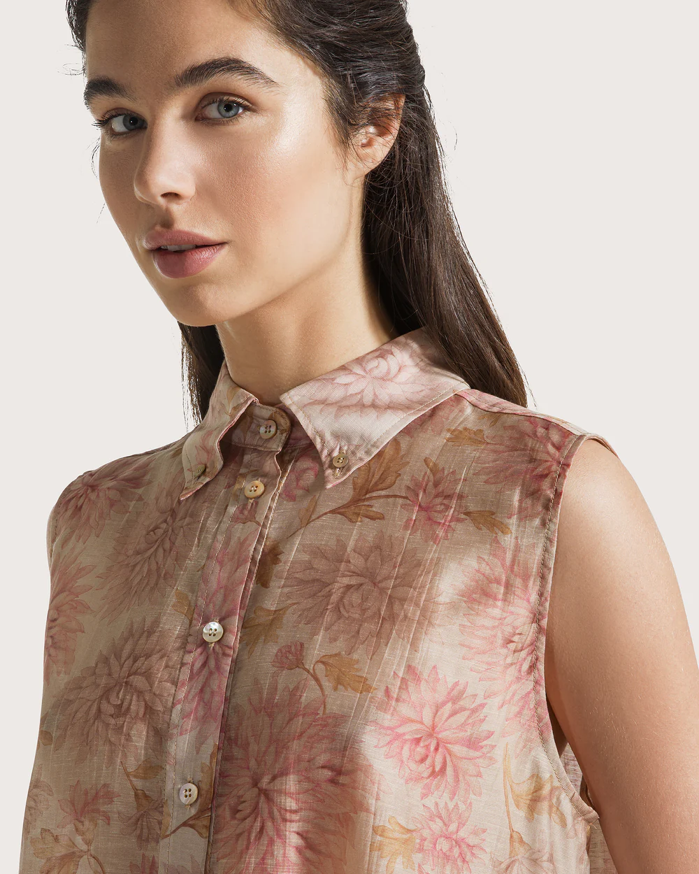 Top organza fiammata crinkle st. floreale sfumato