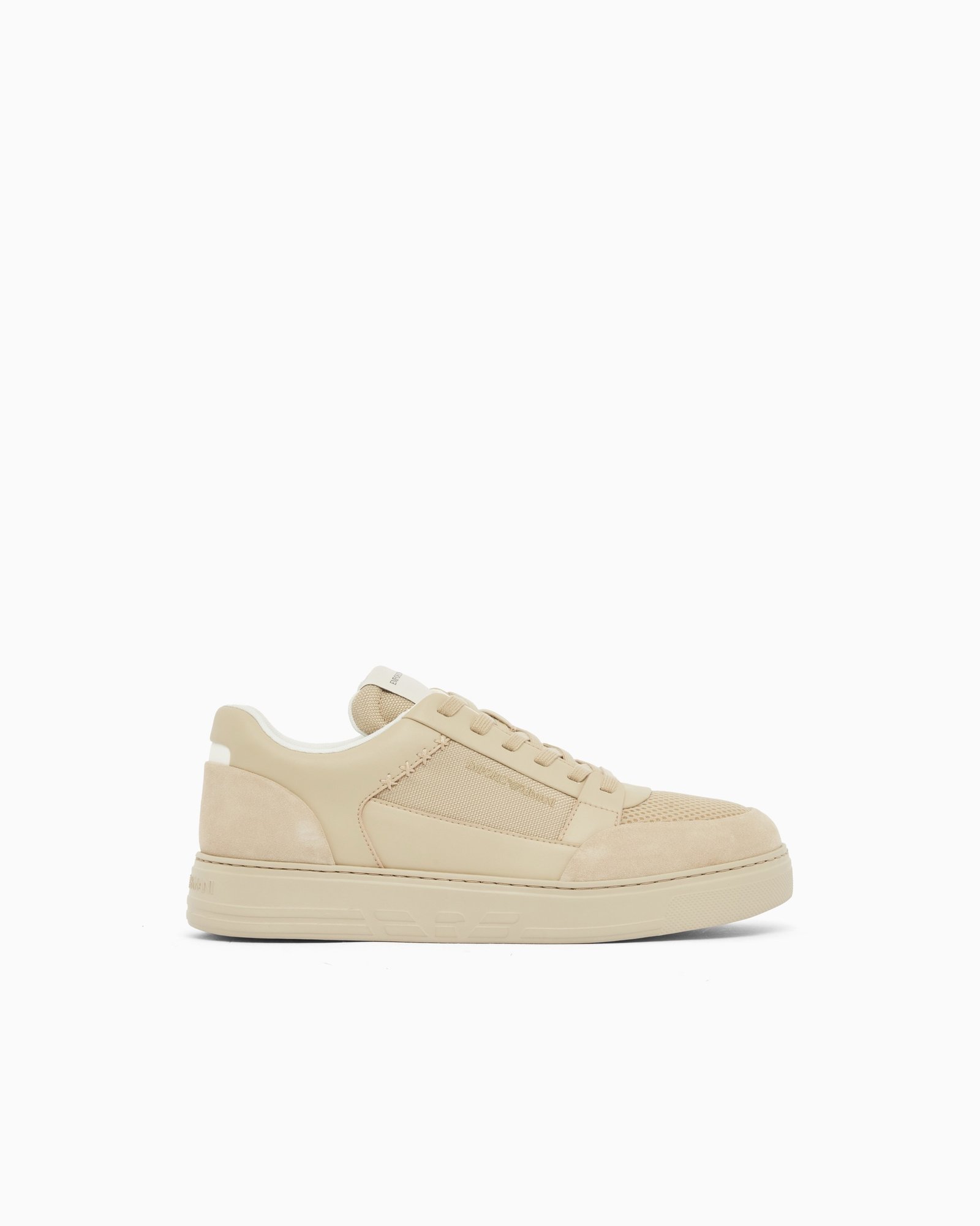 Sneaker uomo beige in pelle Emporio Armani