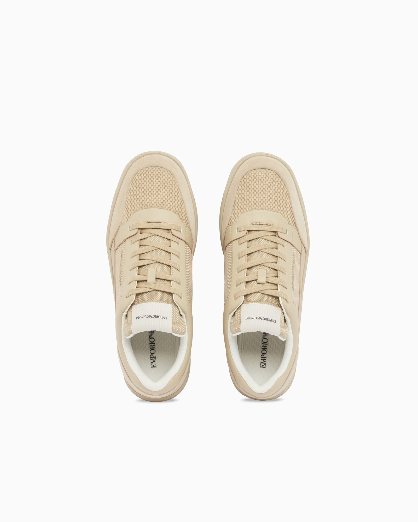 Sneaker uomo beige in pelle Emporio Armani