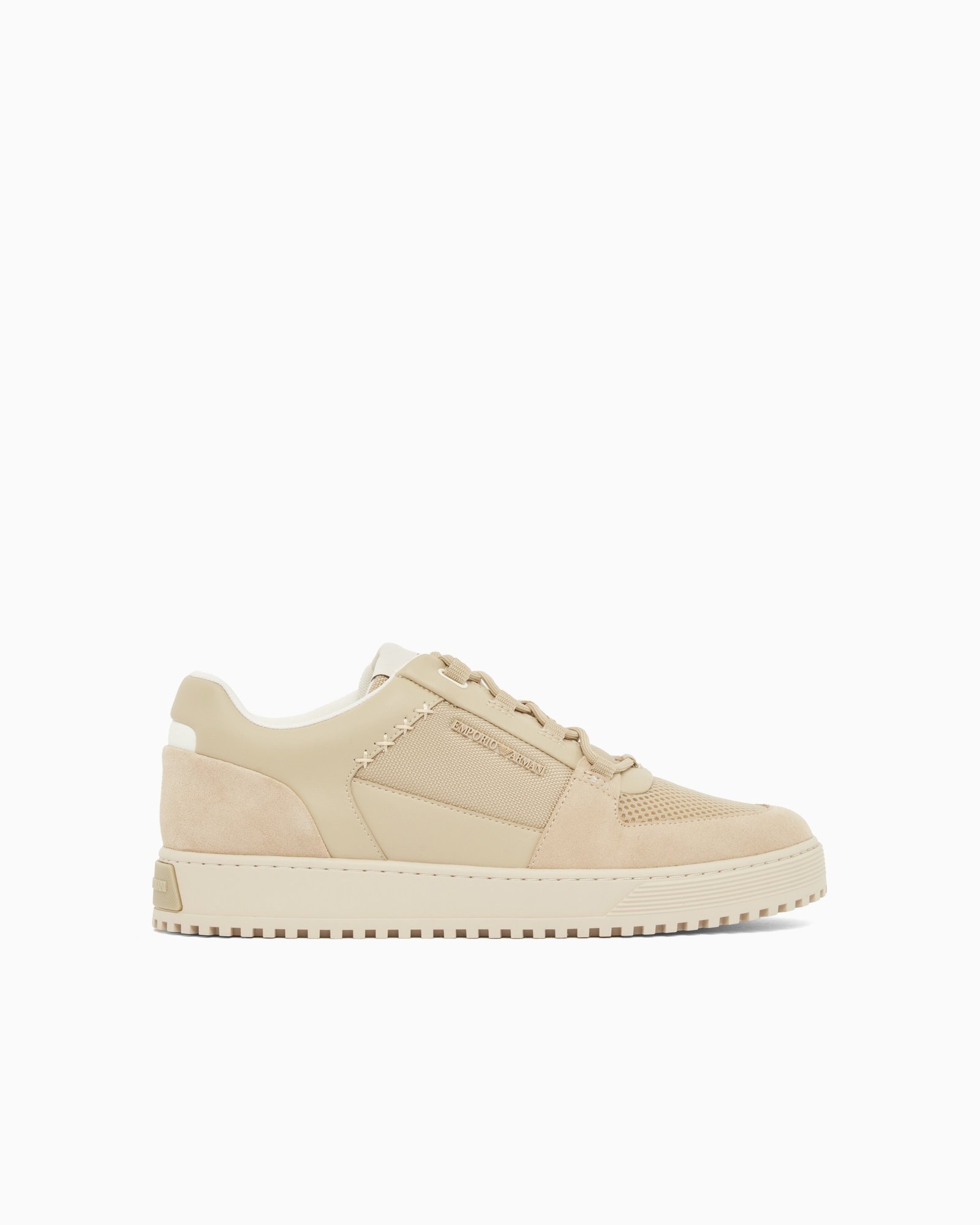 Sneaker uomo beige in pelle Emporio Armani