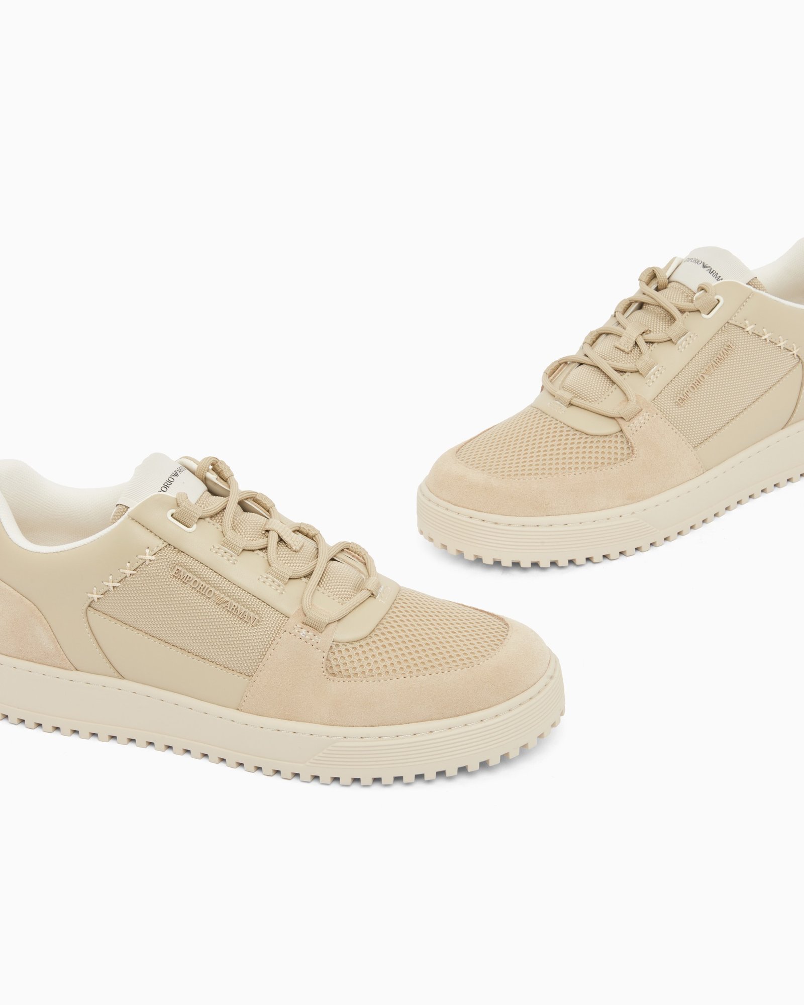 Sneaker uomo beige in pelle Emporio Armani