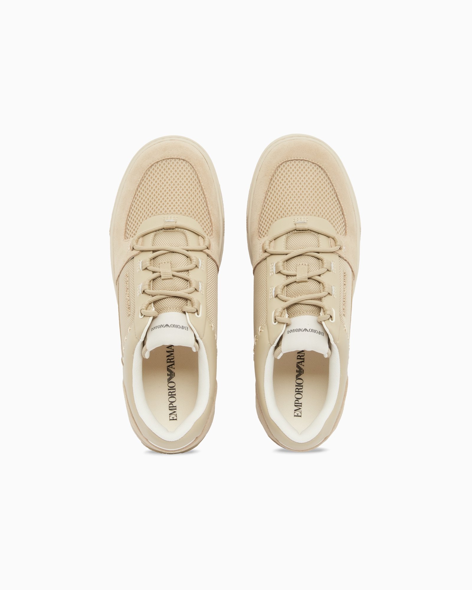 Sneaker uomo beige in pelle Emporio Armani
