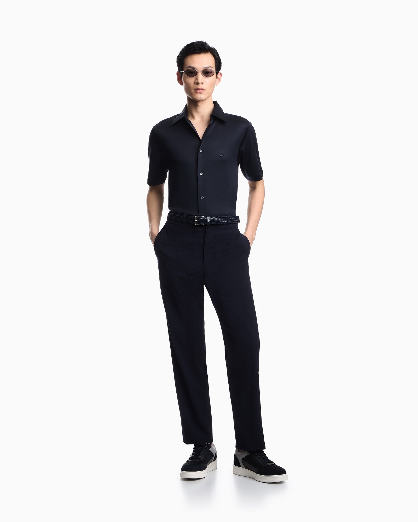 Pantalone blu uomo in lana vergine Emporio Armani