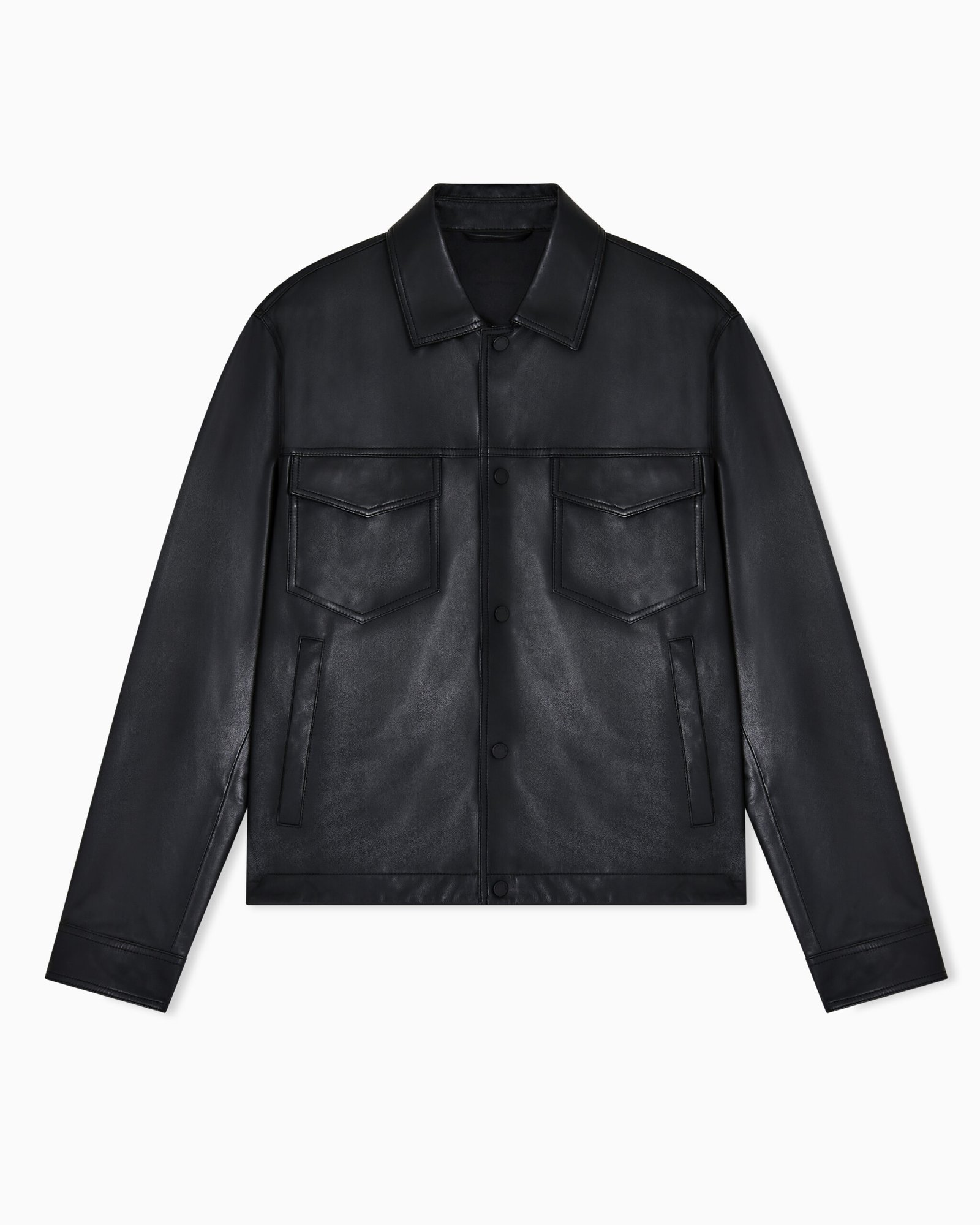 Elegante giubbotto uomo in pelle nera Emporio Armani