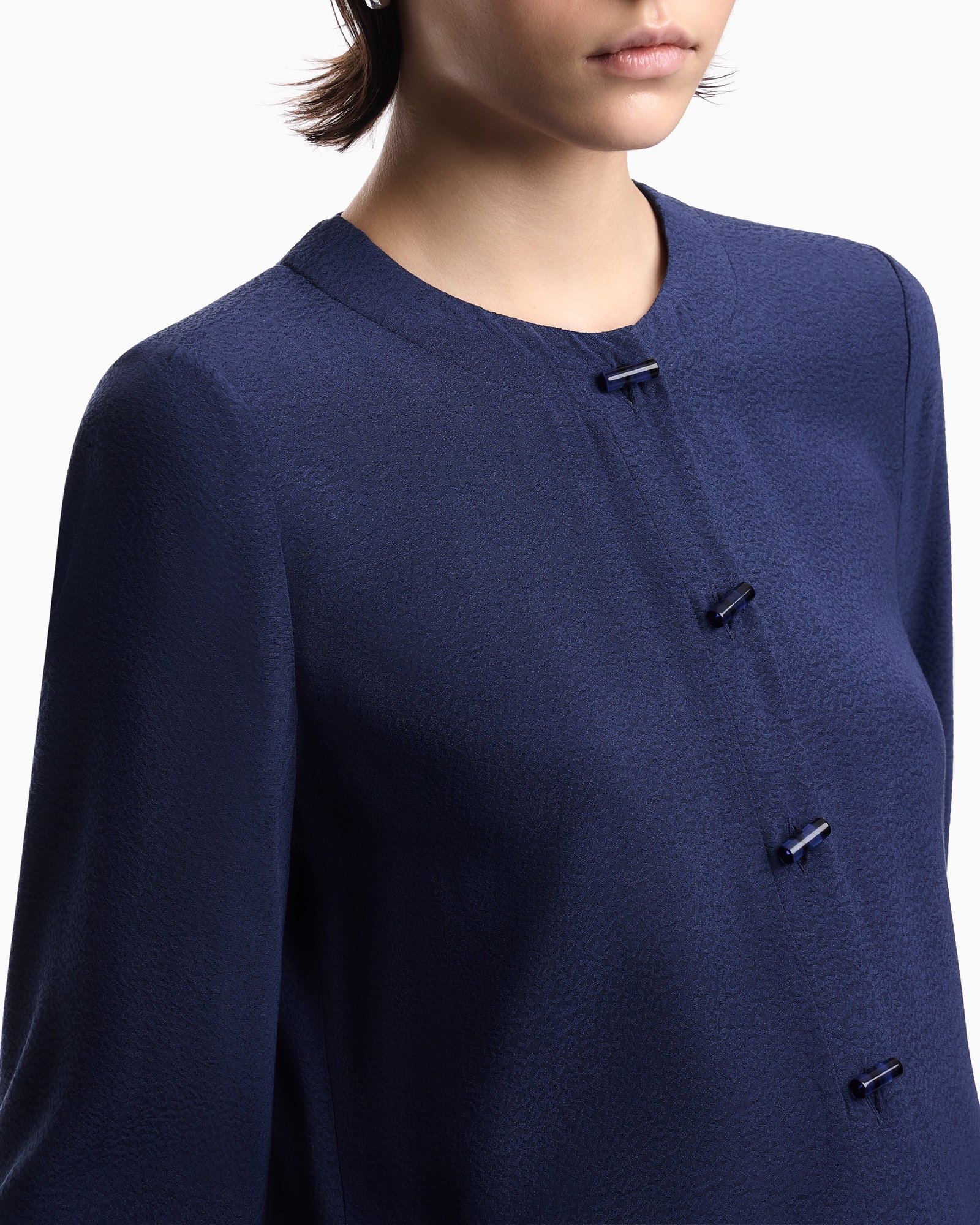 Camicia donna blu con maniche svasate Emporio Armani