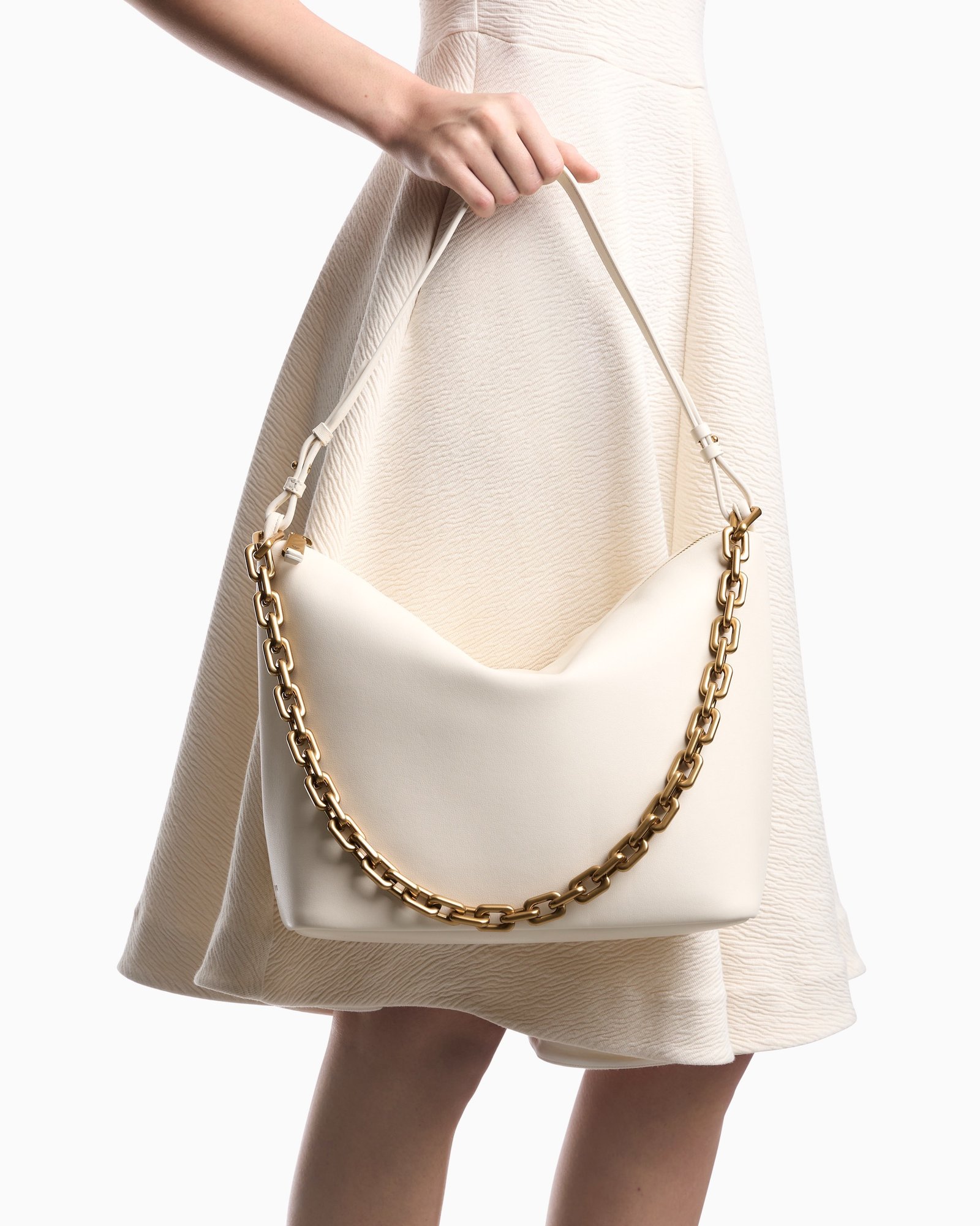 Borsa donna a spalla in pelle bianca Emporio Armani