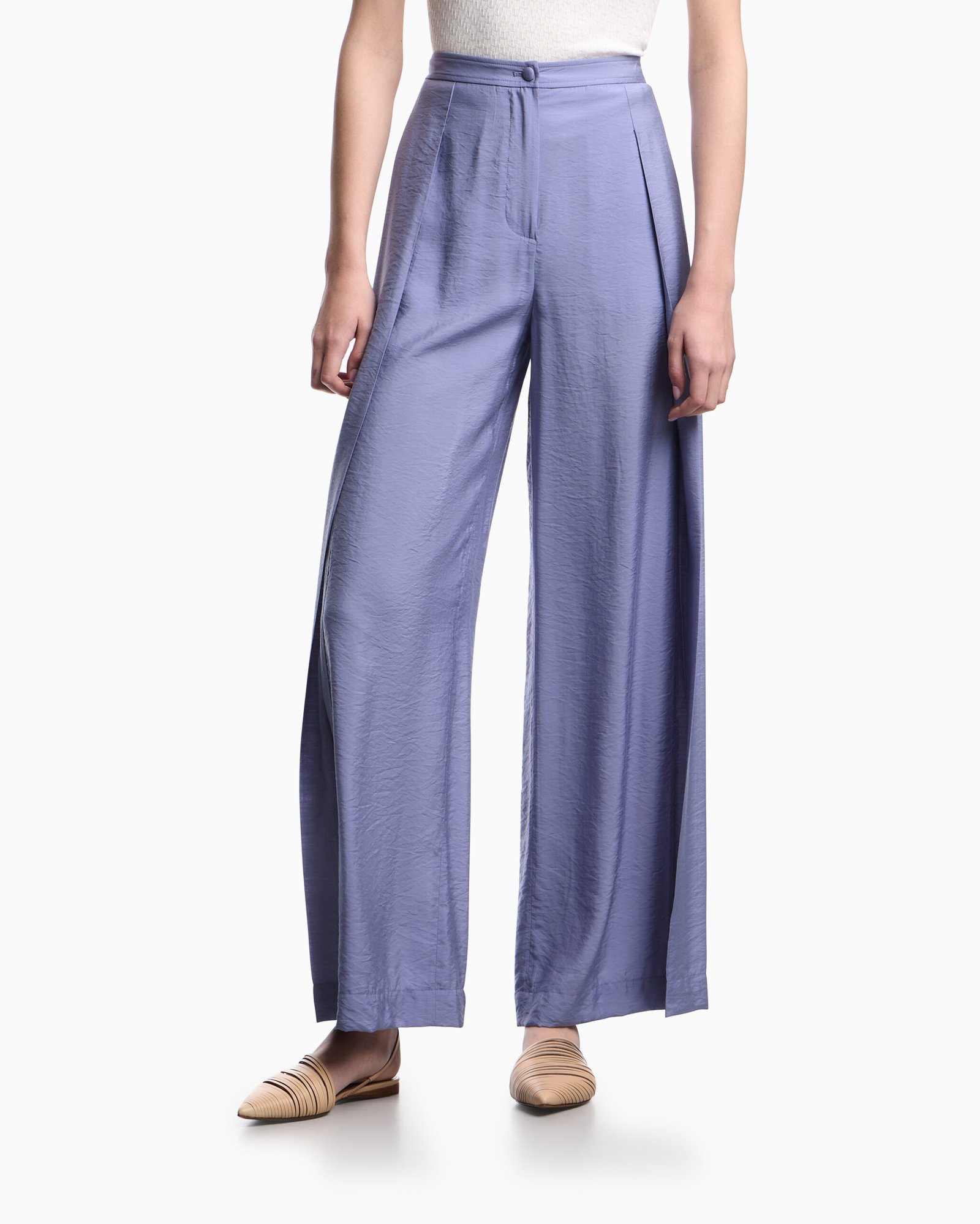 Pantalone donna gamba ampia azzurro Emporio Armani