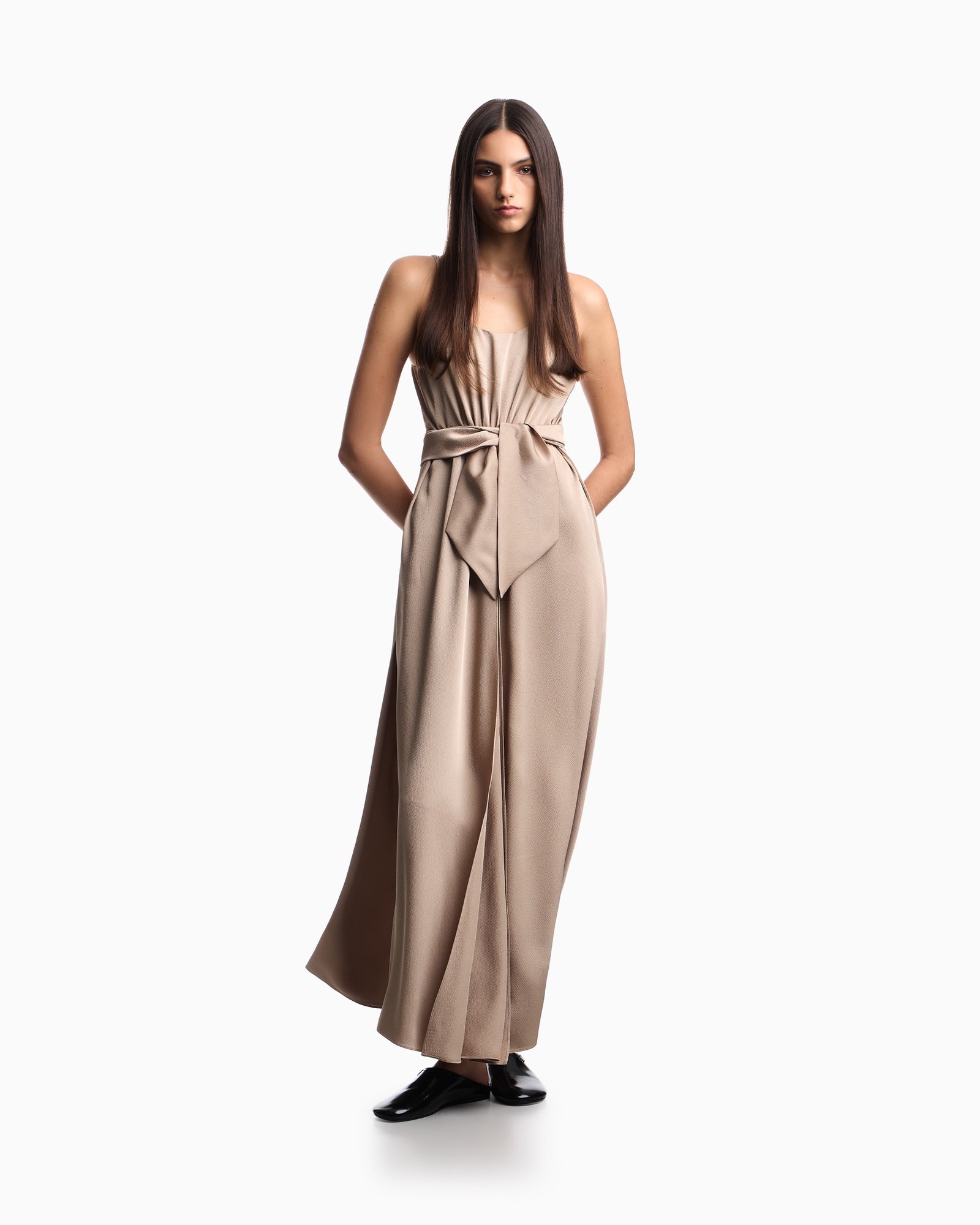 Abito donna lungo con bretelle fiocco Emporio Armani
