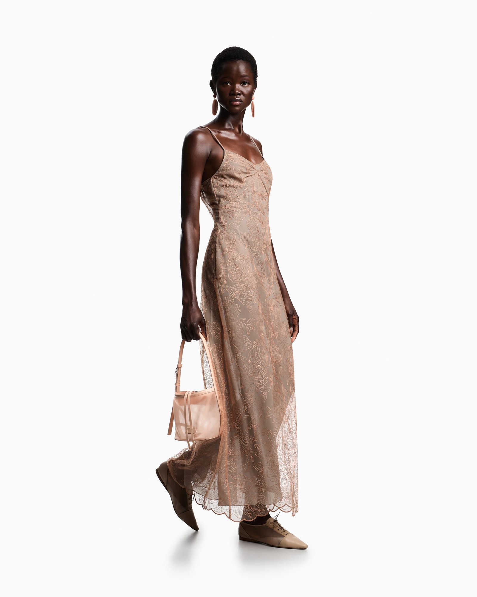 Abito longuette in tulle ricamato Emporio Armani