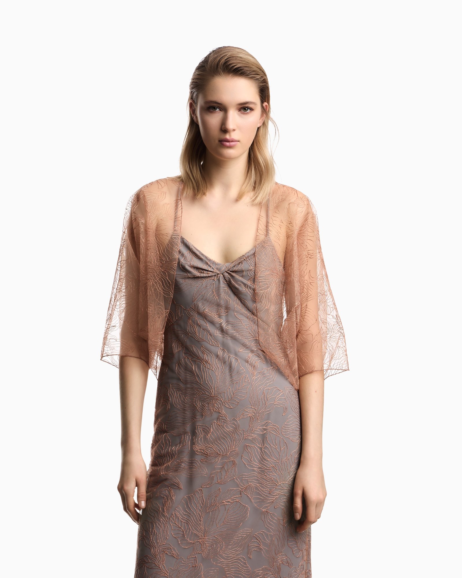 Cappa donna con ricamo floreale Emporio Armani